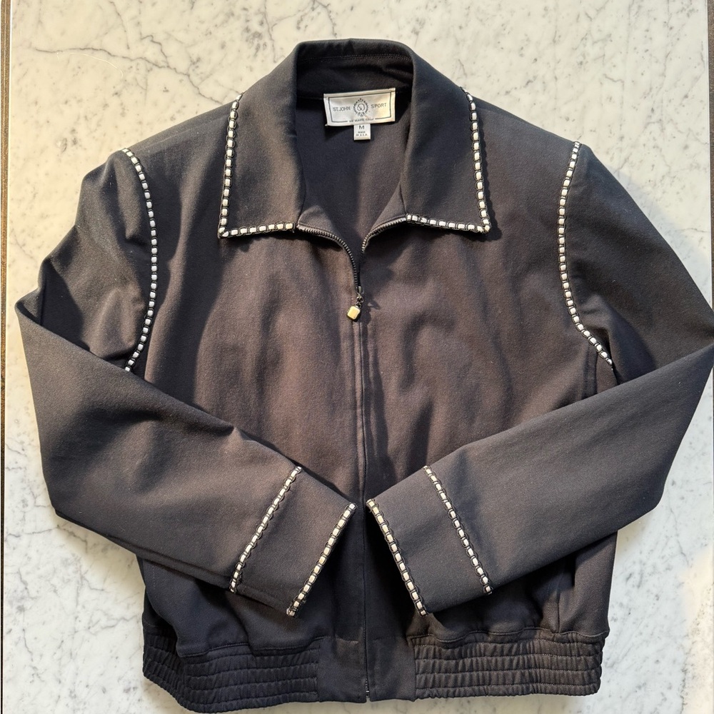 Women's Black Jacket with Embellished Trim